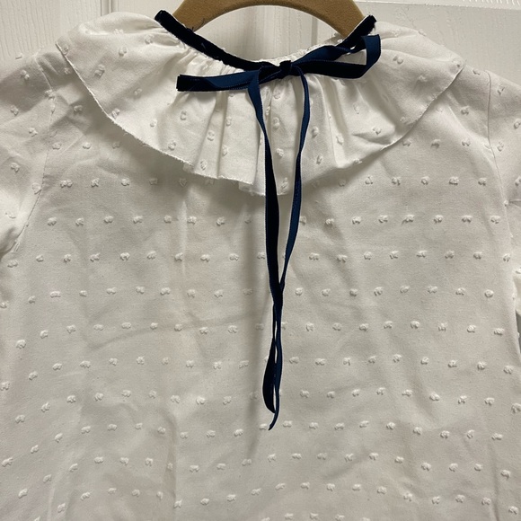 Martina Charlotte White Swiss Dot Bow Blouse - Picture 2 of 13